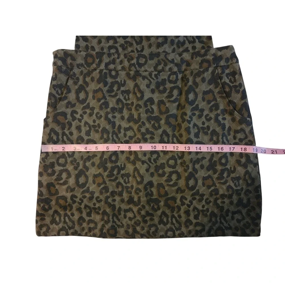 Umgee Olive Green Leopard Print Coverall Denim Dress juniors knee/mini M